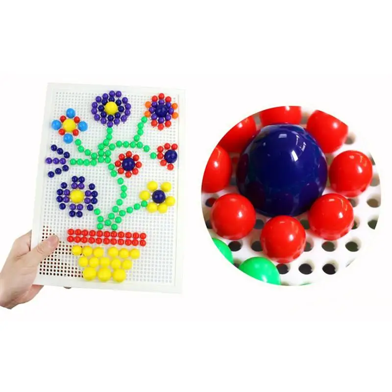 296 Pcs Mushroom Nails Mosaic DIY Science Pile Up Toy Creative Pegboard Jigsaw Puzzle Game Educational Toy For Children Colorful