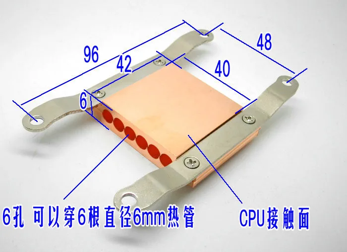 Для AMD AM3 AM3+ AM2 FM1 FM2 компьютер процессор кулер теплоотвод медный блок теплоотвод радиатор отверстие диаметр 6 мм