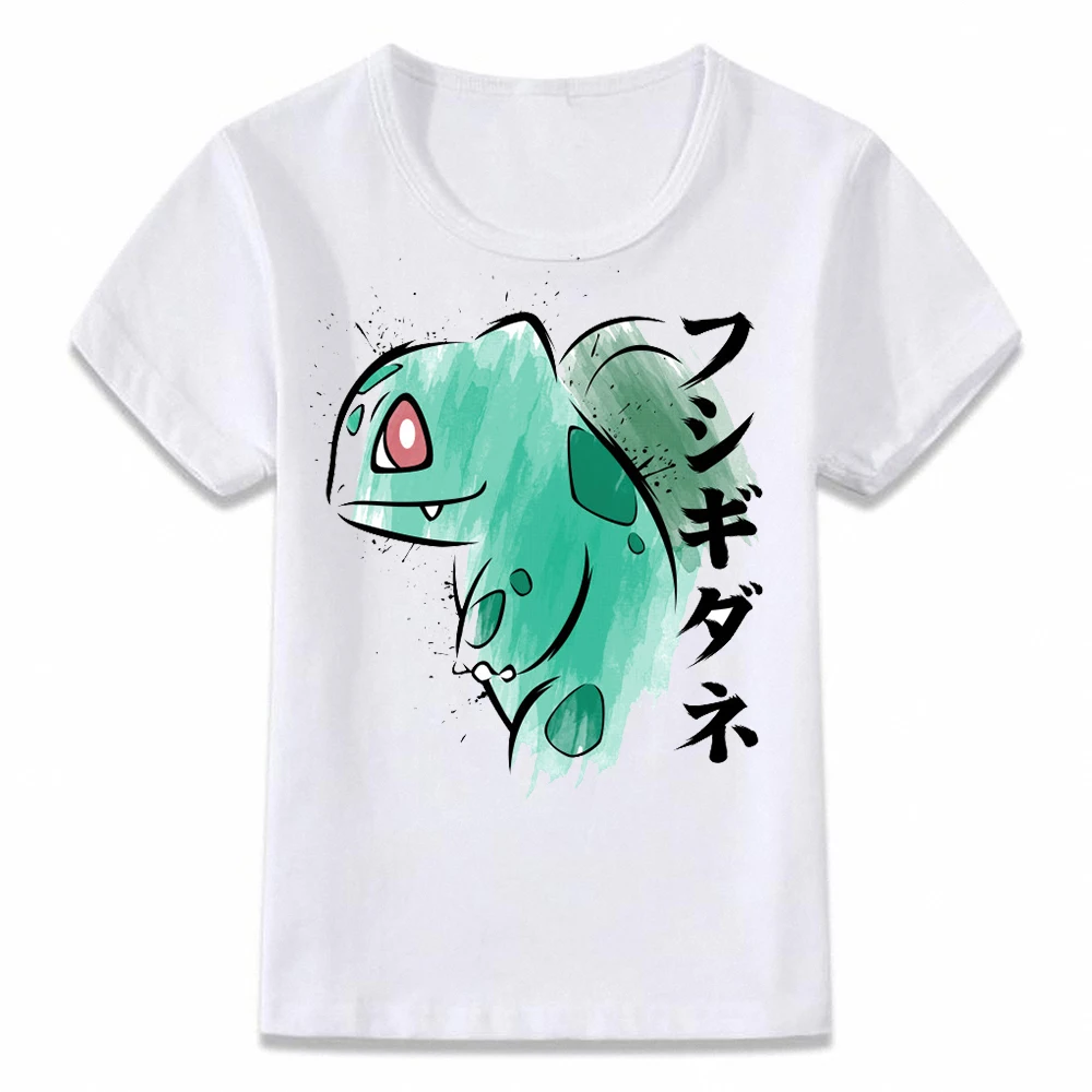 Детская одежда, футболка с принтом «Покемон» Бульбазавр, чармандер Сквиртл акварель футболка куртка из искусственной кожи для мальчиков и девочек рубашки для малышей, футболки - Цвет: 3C0041U