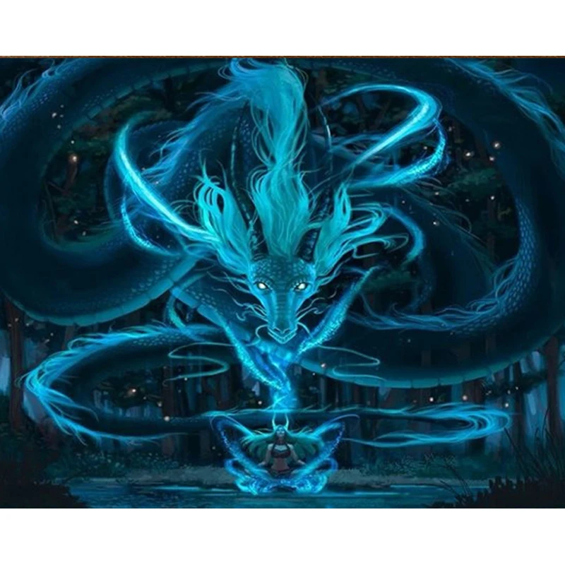 

Handmade Full 5D DIY Diamond Painting "Dark dragon" Embroidery Animal Cross Stitch Mosaic Patterns Home Decor Gift