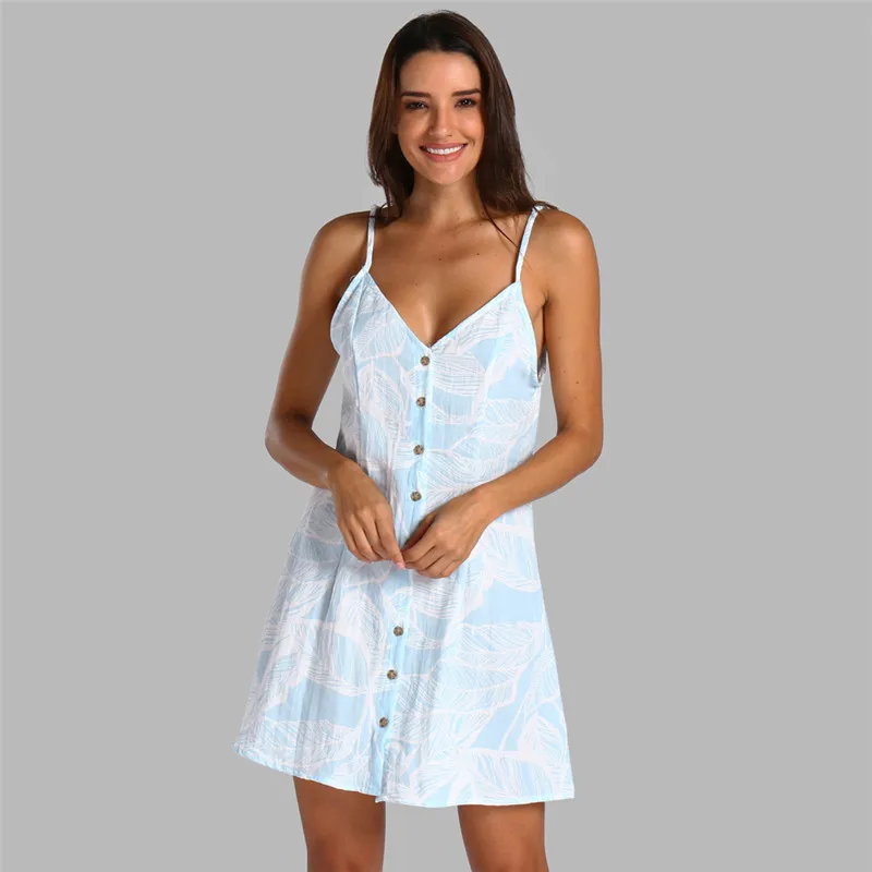 

JAYCOSIN 2019 Summer Dress Women Sexy Printing Off Shoulder Sleeveless Mini Dress Princess Dress Fashion Casual Sundress 4