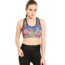 Для женщин Красочные Павлин Перо Фитнес короткий жилет тренировки Беспроводной Нижнее Бельё для девочек Бесшовные Стретч майка Волокно хип-хоп мягкий бюстгальтер