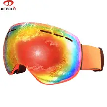 Jiepolly лыжные очки двухслойные UV400 Анти-туман Большой маска очки на лыжах мужские и женские зимние очки для катания на сноуборде