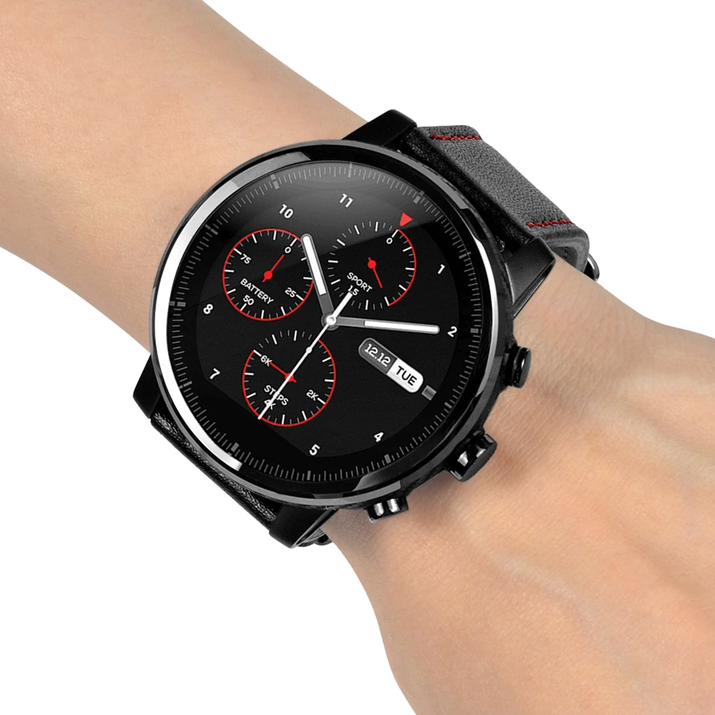 Hangrui ремешок из натуральной кожи для Xiaomi Huami Amazfit Pace Stratos 2 2S ремешок 22 мм смарт-часы наручные аксессуары