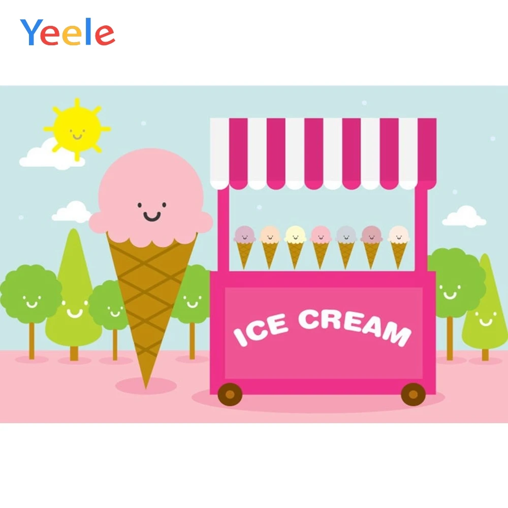 

Yeele Pink Ice Cream Cart Photography Backdrop Children Princess Girl Birthday Party Photographic Background For Photo Studio