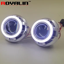 Светодиодный фонарь ROYALIN для автомобильного стайлинга, металлический биксеноновый H1, проектор, головной светильник с объективом s, хлопковый светильник, маски для глаз ангела, для H4 H7, автомобильные лампы для модернизации