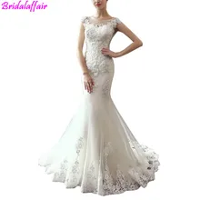 Mermaid Wedding Dress 2019 Sex Sleeveless See Through Neck Appliqued Lace Up White Ivory Wedding Dresses Princess bridal gown creativesugar see through lace mary jane vintage style med low heels bridal wedding party prom black white ivory pink shoes
