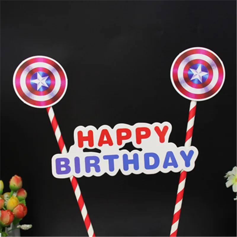 the avengers toys superhero decorations cupcake toppers baby kids birthday parties decorations captain america cake topper - Цвет: Design 4