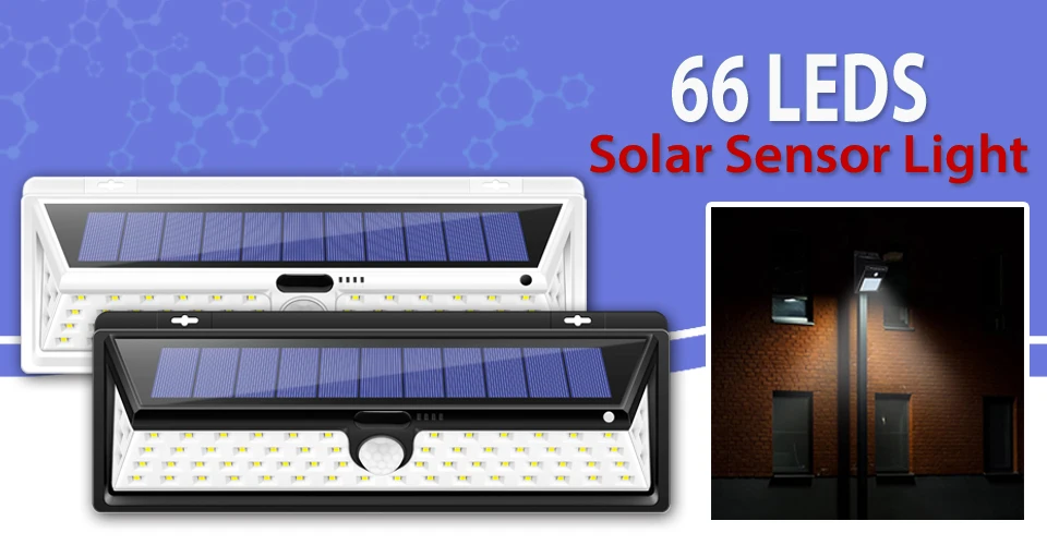 CHIZAO 66 LED Solar Lights Outdoor Motion Sensor Light Wireless Waterproof IP65 Security Solar Lamp Front Door Emergency Lights