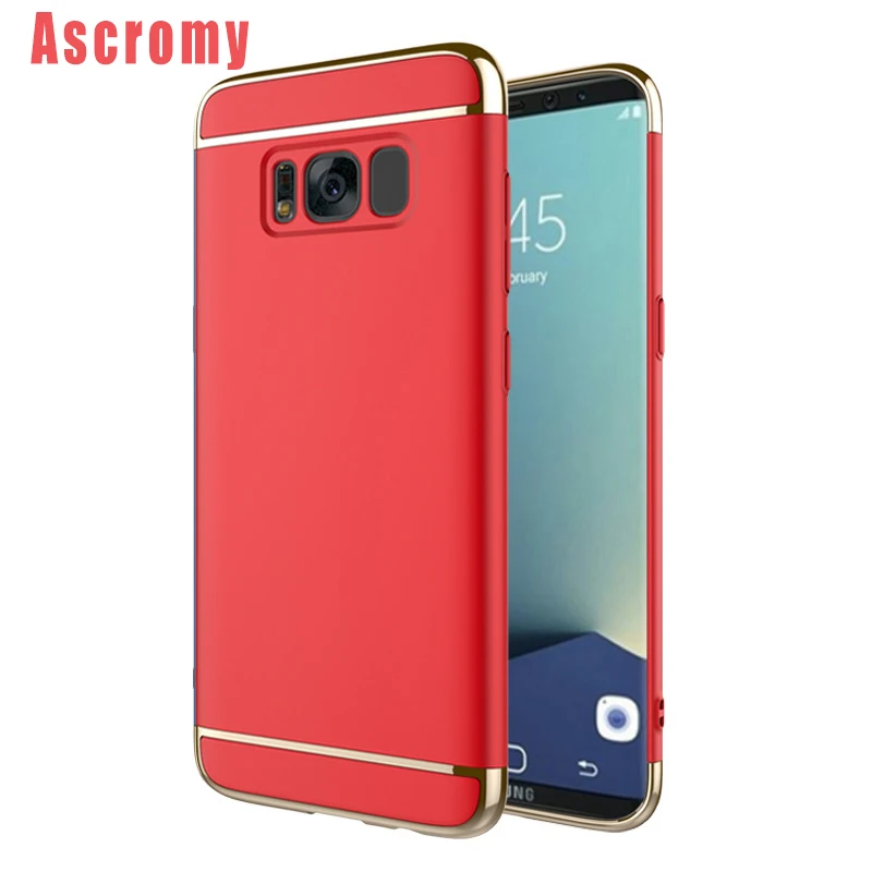 Ascromy Hard Case for Samsung Galaxy S8 S 8 3 in 1 Anti-Scratch Shockproof Thin Electroplate Back Protective Cover Accessories |
