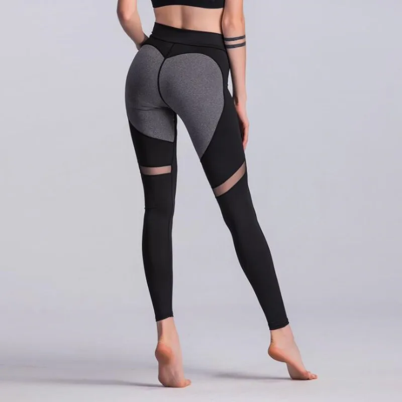 

Women High Waist Yoga Pants Stitching Color matching Leggings Push Up Hips Fitness Pants Sexy High Elastic Skinny Trousers