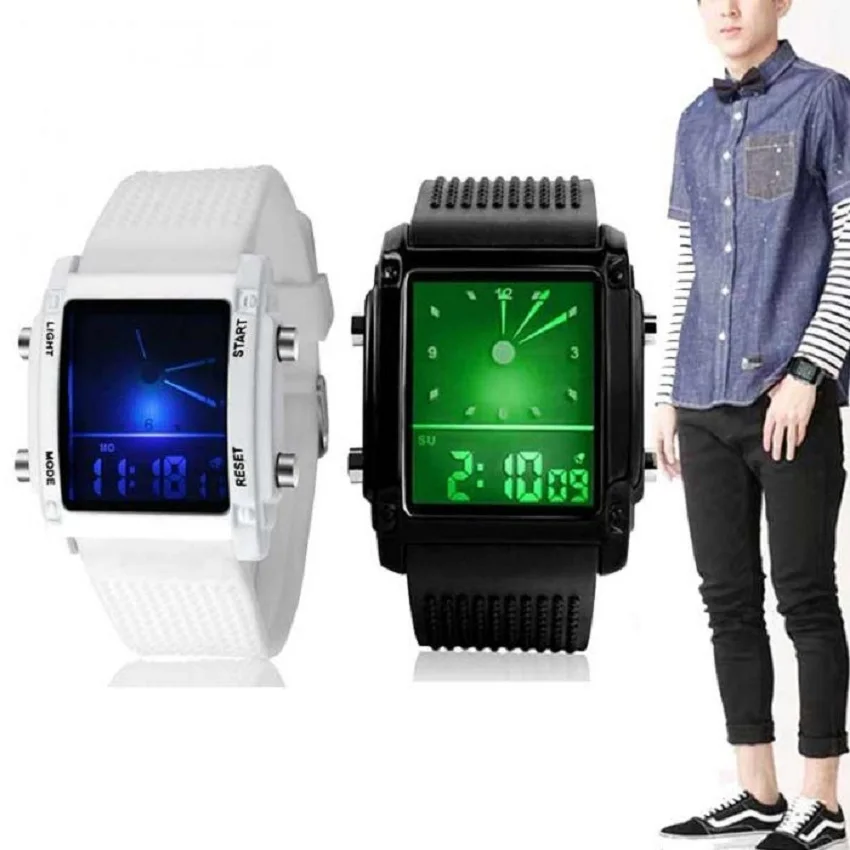 

Sport Digital Men Watch LED Exquisite Chronograph Quartz Wrist Watches Dual Display relogio masculino reloj de los hombres