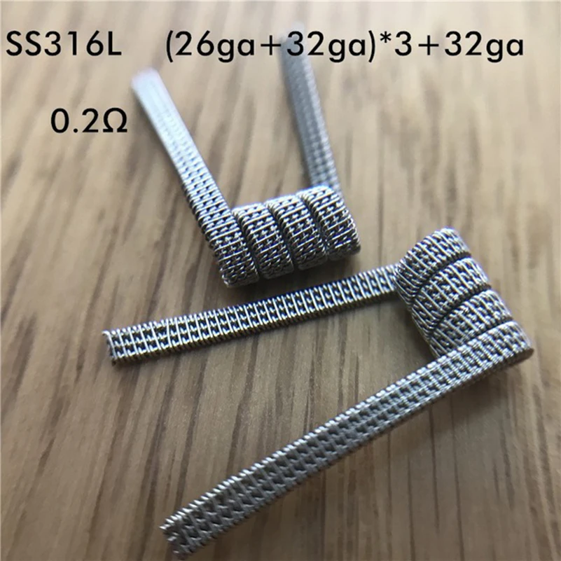 

50pcs High Density KA1 Ni80 SS316L Prebuilt Vape Coil Wire Framed Staple Stagger Fused Clapton Alien V2 RDA RTA RBA Coils