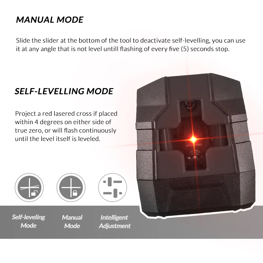  DEKO DKLL02 Mini Style Self-Leveling Laser Level Horizontal Vertical Cross Line Red Green Light Sou