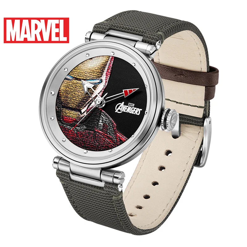 Disney официальный подлинный Марвел Мстители Железный человек кварцевые часы 50 м водонепроницаемый кожа Нержавеющая сталь m-9047 Relogio Masculino