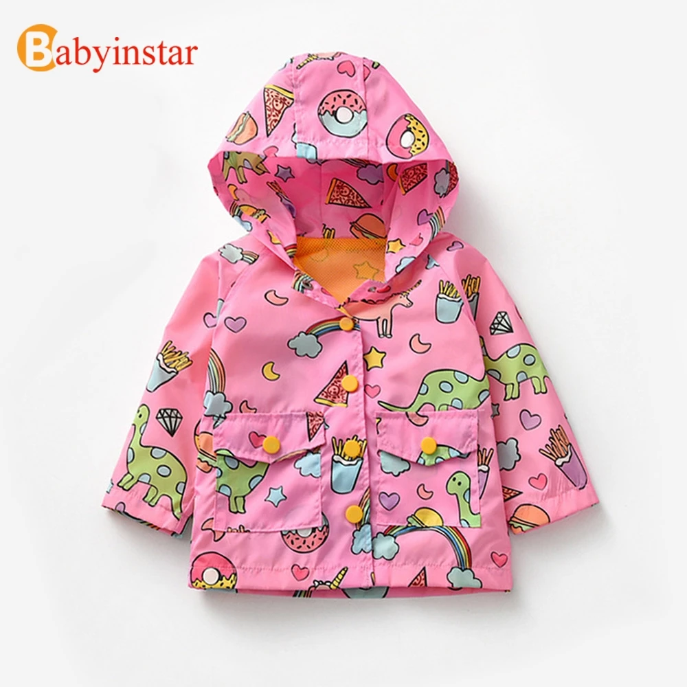 Babyinstar Children's Jacket For Girls Cute Printed Hooded Coats For