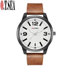 Роскошные O. T. море коричневый и черные кожаные часы для мужчин Военная Униформа Спортивные кварцевые наручные часы relogio masculino 1032