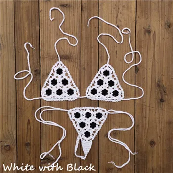 12 Color Hand Crochet Sunbathing Mini Bikini Applique Women Sexy Micro Swimwear Lingerie Sets