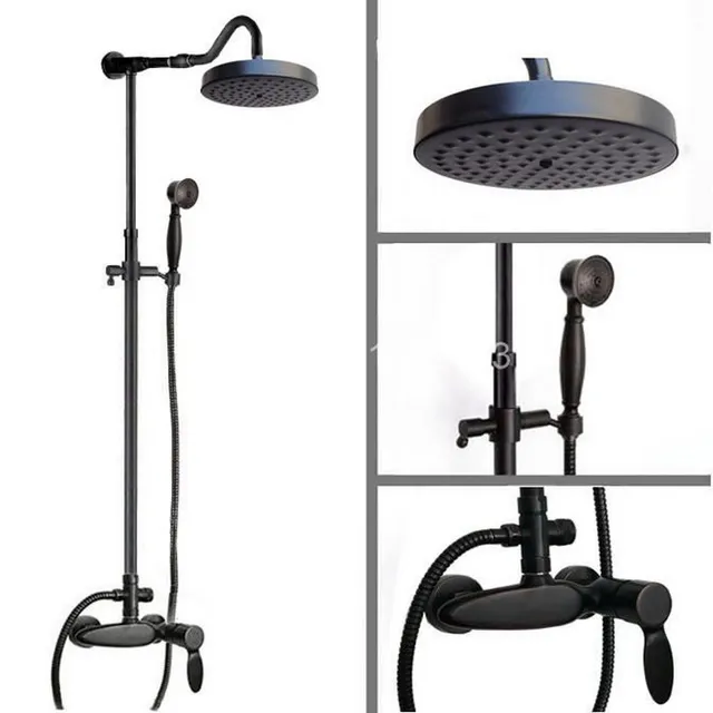Black Oil Rubbed Bronze Wall Mounted Single Handle Bathroom Rain Black Oil Rubbed Bronze Wall Mounted Single Handle Bathroom Rain Shower Faucet Set W Handheld