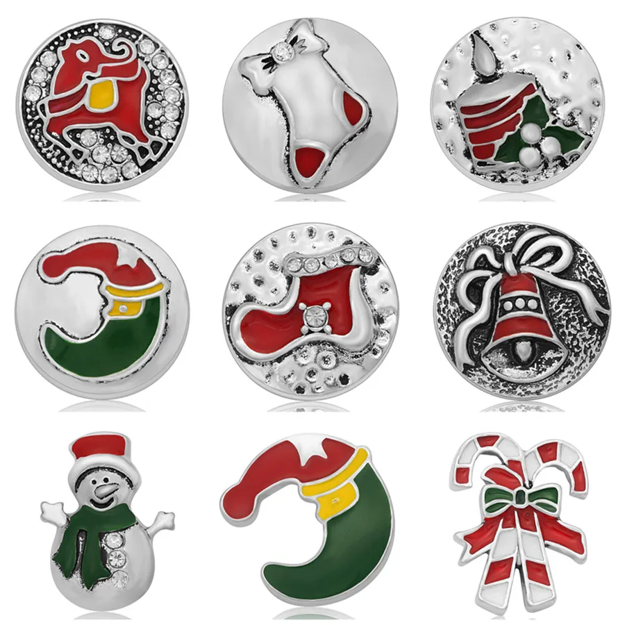 New Beauty Various Merry Christmas 18mm Snap Buttons Fit Snap Bracelets