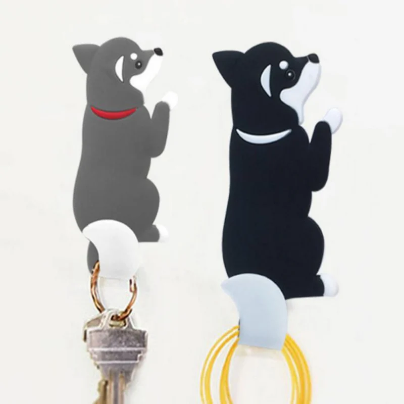 

Cute Dog Tail Hooks Kitchen Wall Door Metal Hooks Key Hanger Racks Super Strong Magnetic Fridge Bathroom Door Decor