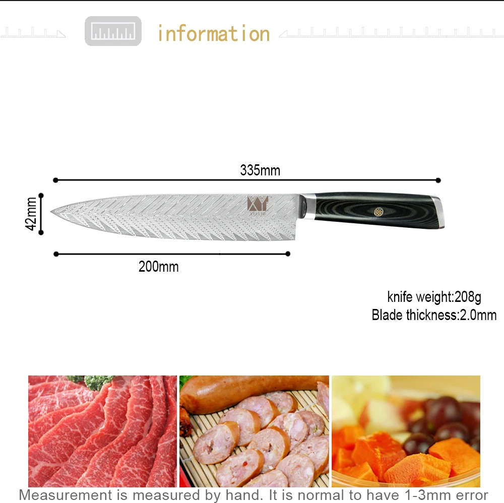 XYj шеф-повара Дамасская сталь кухонный нож 8 ''VG10 острое лезвие кухонный нож Мясо рыба фруктовый сыр кухонные гаджеты аксессуары