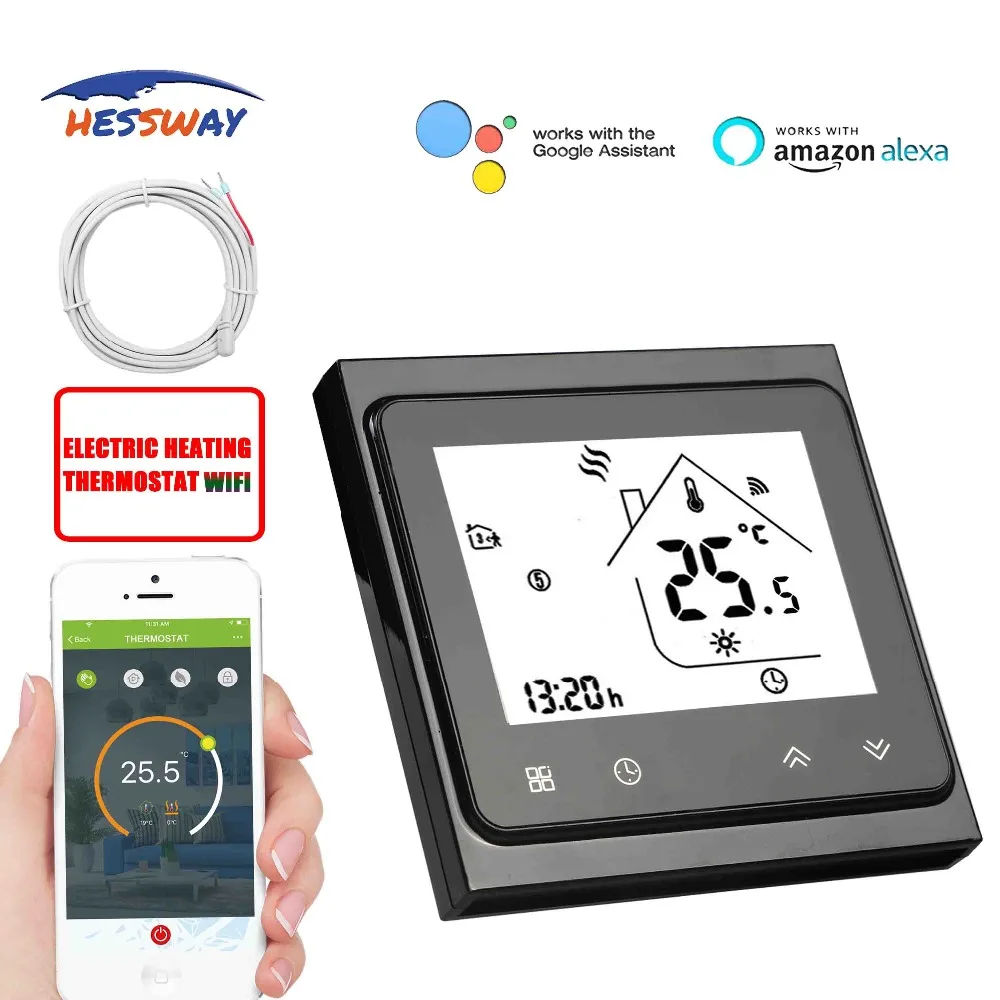 HESSWAY TUYA умный чип нагревательный кабель с термостатом Wi Fi 16 А двойной датчик NTC