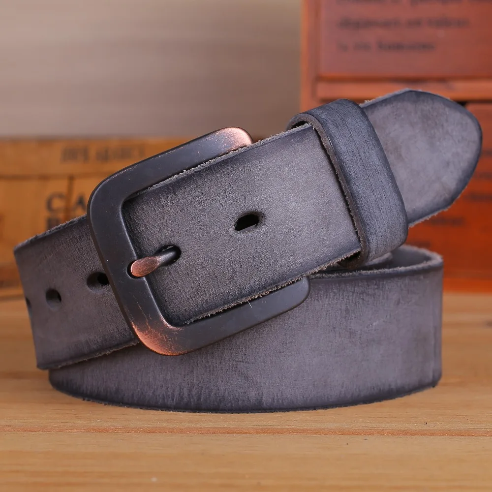

vintage belts for mens women luxury 100% real high quality full grain genuine leather 2018 jeans brown cowboy casual 3.8 cm gray