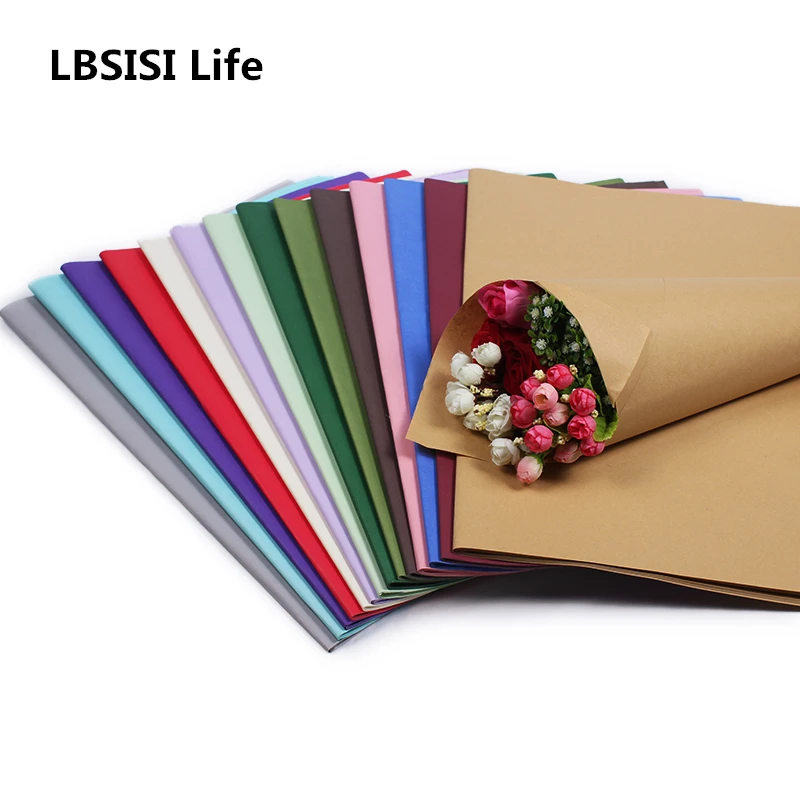 

20pcs/lot Flowers Gift Wrapping Paper DIY Kraft Paper Bouquet Packaging Material Wax Wrapping Paper material 60*60cm