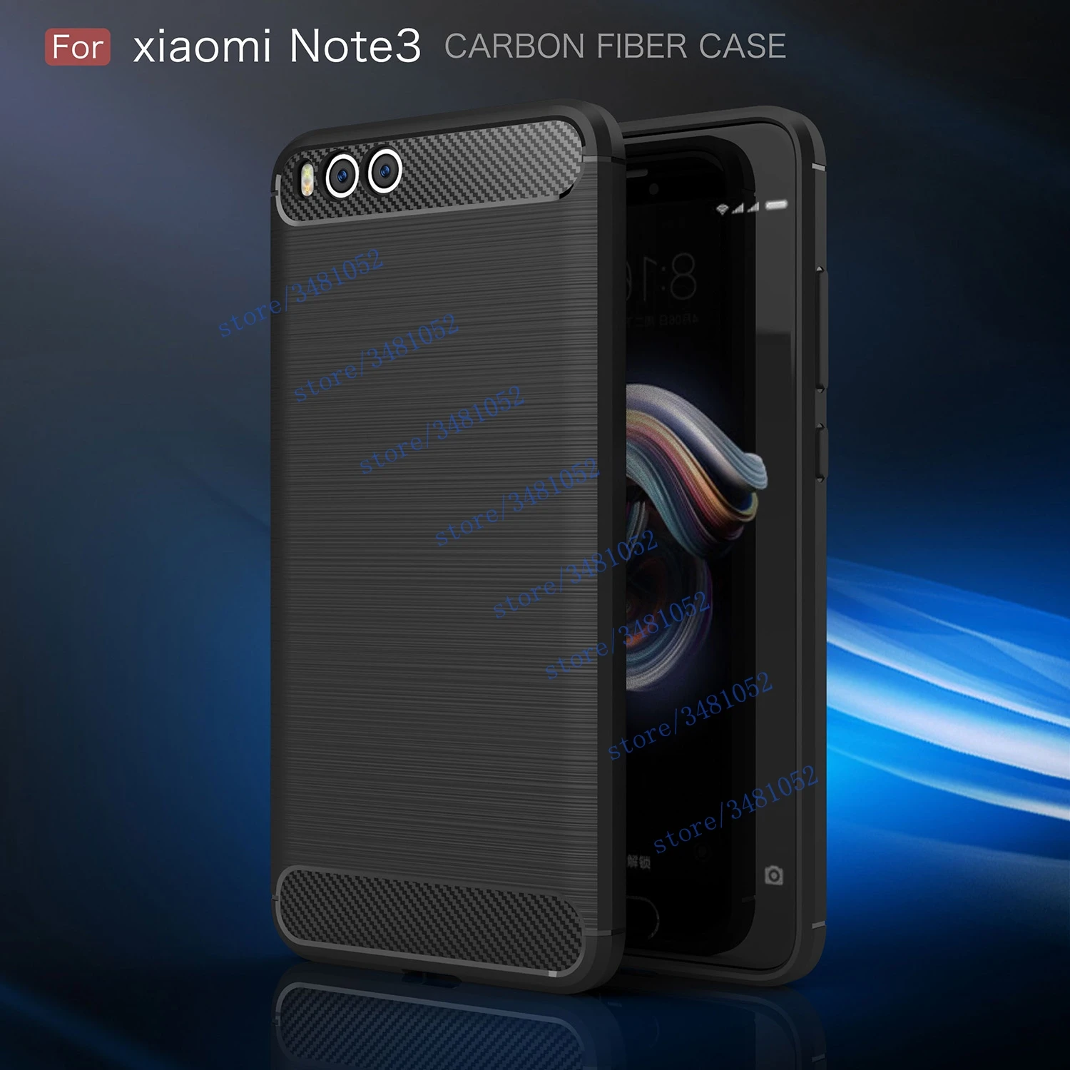 Роскошный мягкий чехол TPU для Xiaomi mi Note3 двойной MCE8 углеродного волокна