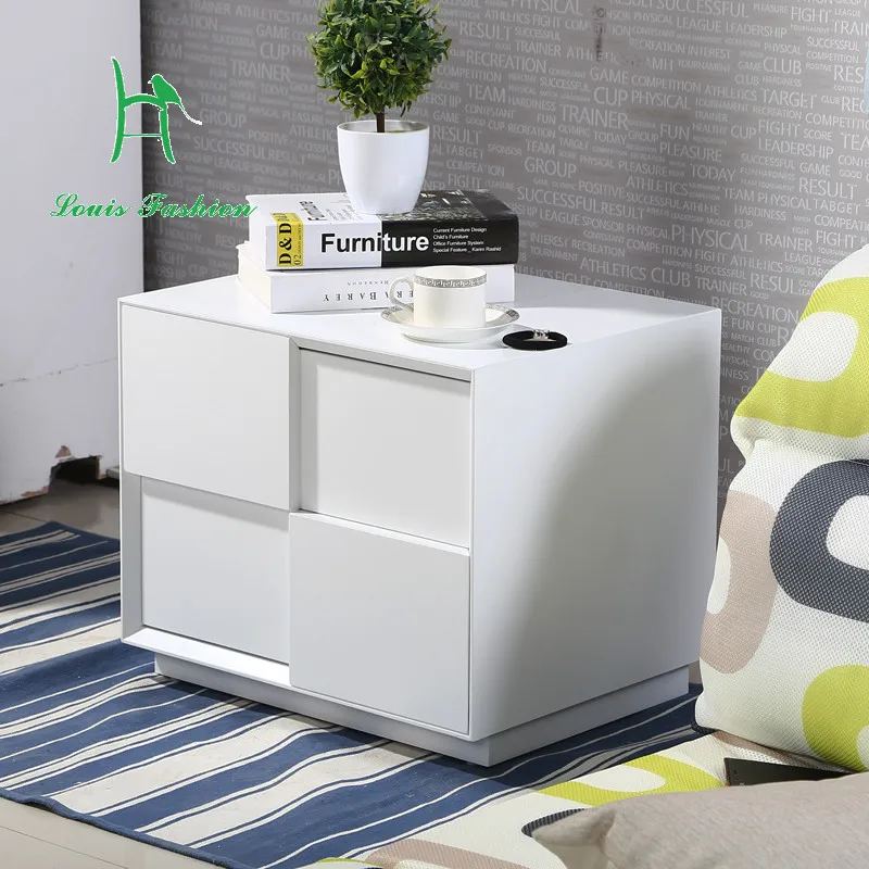 White paint simple modern solid wood bedroom bedside locker