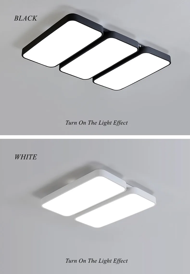 White Black LED Ceiling Chandelier With Remote Control Living Room Ceiling For The Hall Modern Ceiling Lamp Square Led Lamp 9