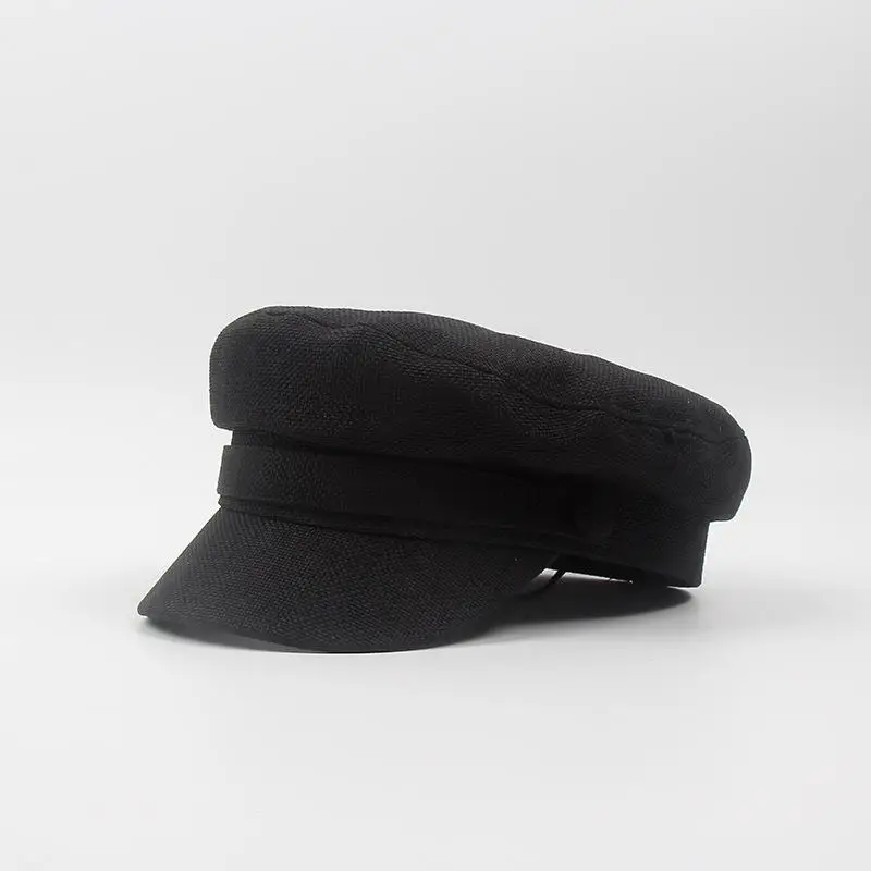 COKK, плоская верхняя военная шляпа, женский берет в стиле винтаж, Женская хлопковая кепка Newsboy, шапки для художника, женская черная армейская Кепка, новинка - Color: Black