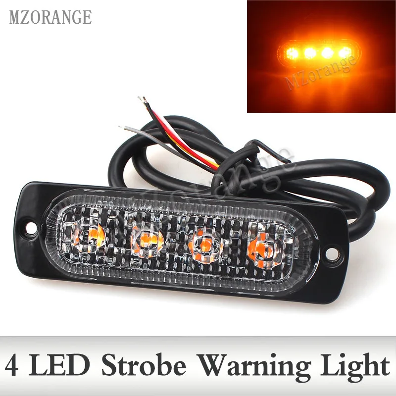 12V 24V 4 Led Strobe Warning Light Strobe Grille Flashing Lightbar Truck Car Beacon font b
