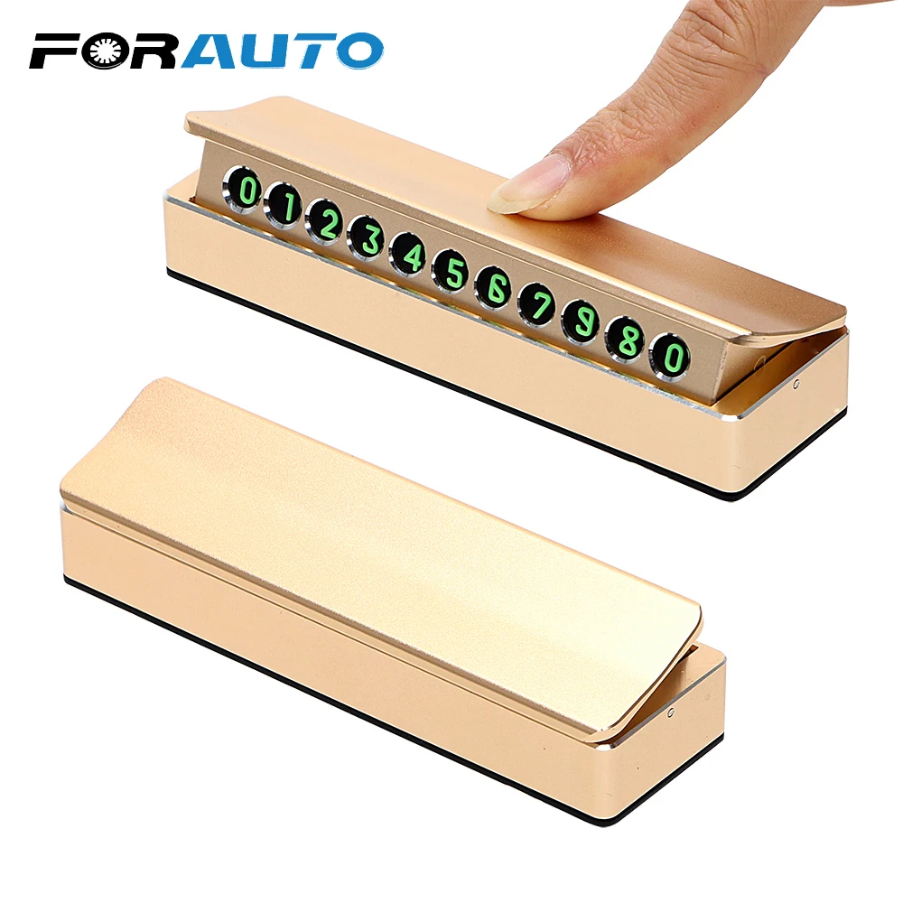 

FORAUTO Car Temporary Parking Card Auto Air Freshener With Perfume Metal Drawer Style Florescent Phone Number Plate Car Sticker