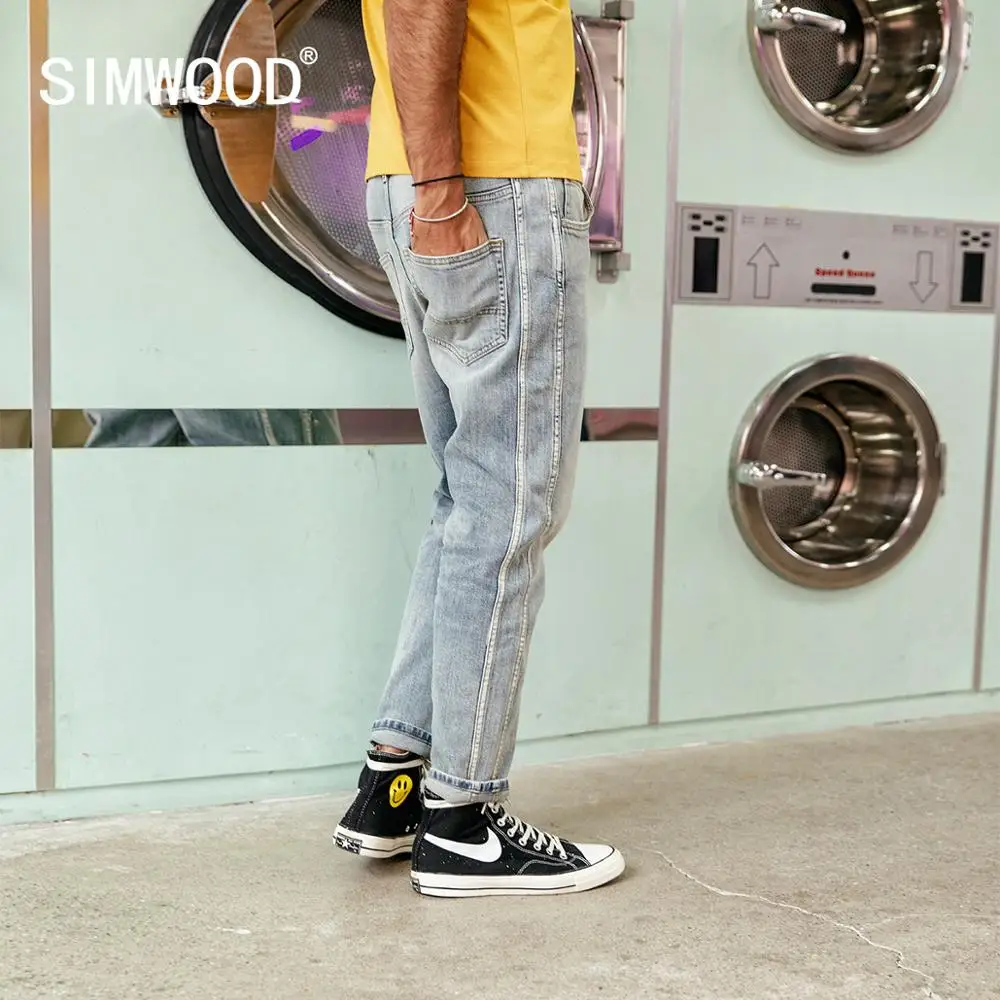 Мужские облегающие джинсы SIMWOOD джинсовые брюки с полоской-вставкой сбоку 2019