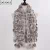 Women Winter Warm Real Rabbit Fur Scarf Hot Sale Natural Rabbit Fur Muffler 2025 Lady 100% Genuine Fur Scarves Wholesale Retail