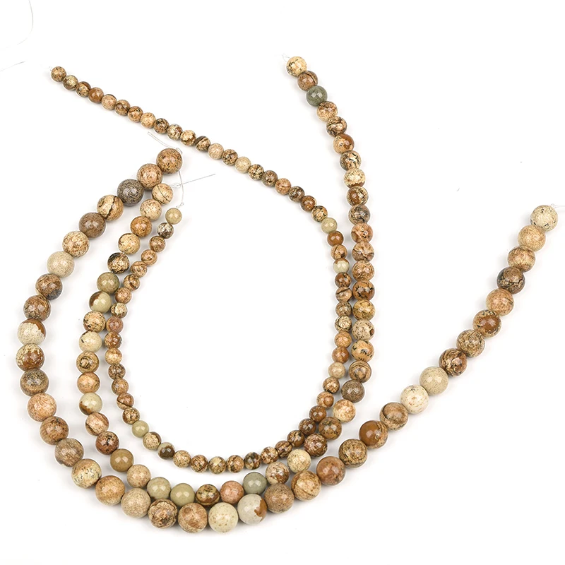 

A chic light brown main Mashup add the Pattern of the Permutations Natural drawing stone Loose beads . Homemade necklace