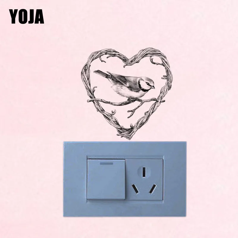 

YOJA Coolest Heart Shape Birds Decor Wall Switch Sticker Living Room Bedroom Personalized Decals 10SS0411