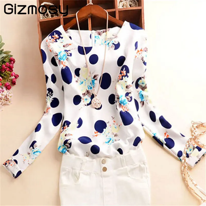 

New O-neck Blouses Long Sleeve Print Women's Shirt Office Female Elegant Tops 2017 Plus Size Winter Autumn Casual Blouse SY2083