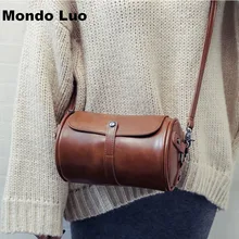 Женская мягкая кожаная круглая сумка-мешок в стиле ретро, художественная сумка через плечо, Новая повседневная сумка на плечо в японском стиле, женская маленькая сумка