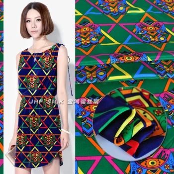 

Silk material mulberry silk clothes shirt one-piece dress anti-wrinkle crepe-de-chine geometry 2