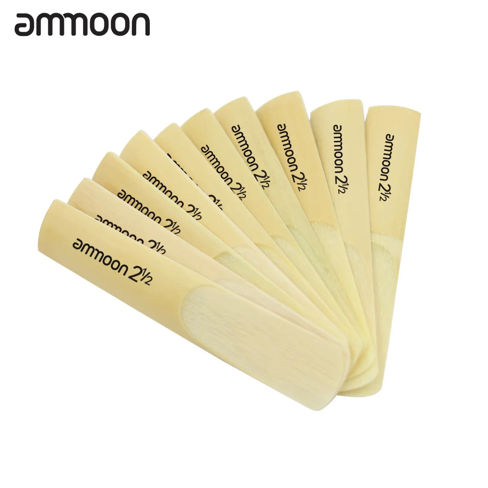 

High Quality ammoon 10pcs Reeds Strength 2.5 2-1/2 Reed Bamboo for bB Clarinet Accessory Part
