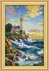 Lighthouse (4) cross stitch kit sea side 14ct count printed canvas 11ct fabric x stitching embroidery DIY handmade needlework ► Photo 3/6