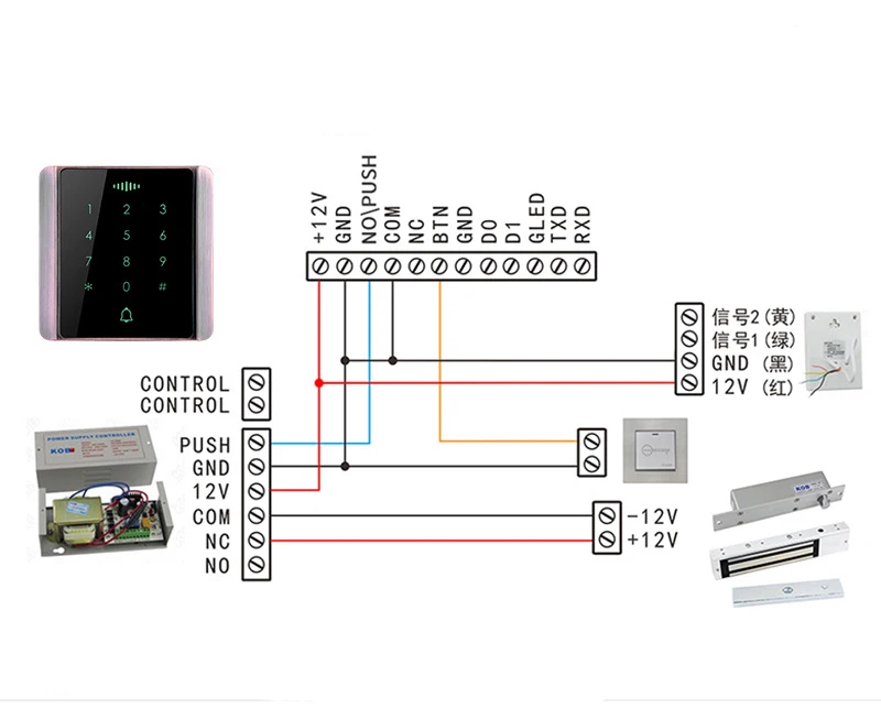 Yobang безопасность Сенсорный Водонепроницаемый Rfid Клавиатура система контроля допуска к двери комплект Электрический магнитный дверной замок+ блок питания+ дверной звонок