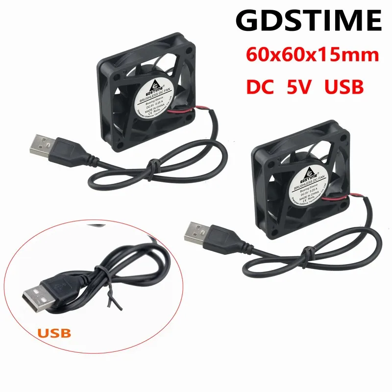 Gdstime-ventilador de Refrigeração dc sem Escova para Computador Caixa Cooler 5v 60 mm x 15 mm 6015s 60x60x15 mm 6cm