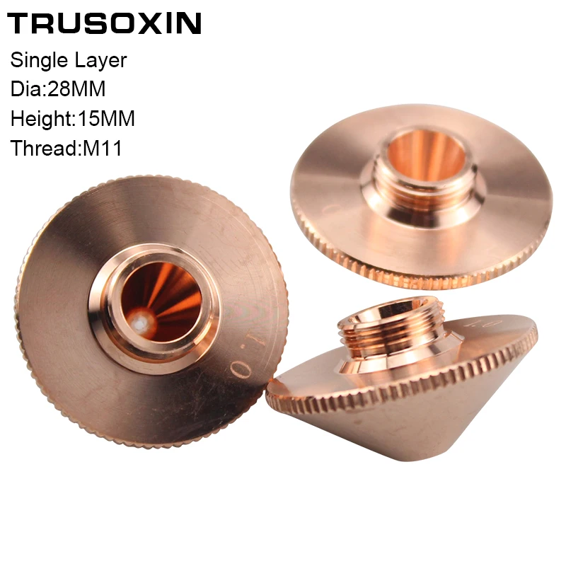 Laser Cutting Machine Laser Cutting Nozzle Cutter Tips Single Layer Dia.28mm Caliber 0.8 - 3.0 FIBER Laser Cutting Head