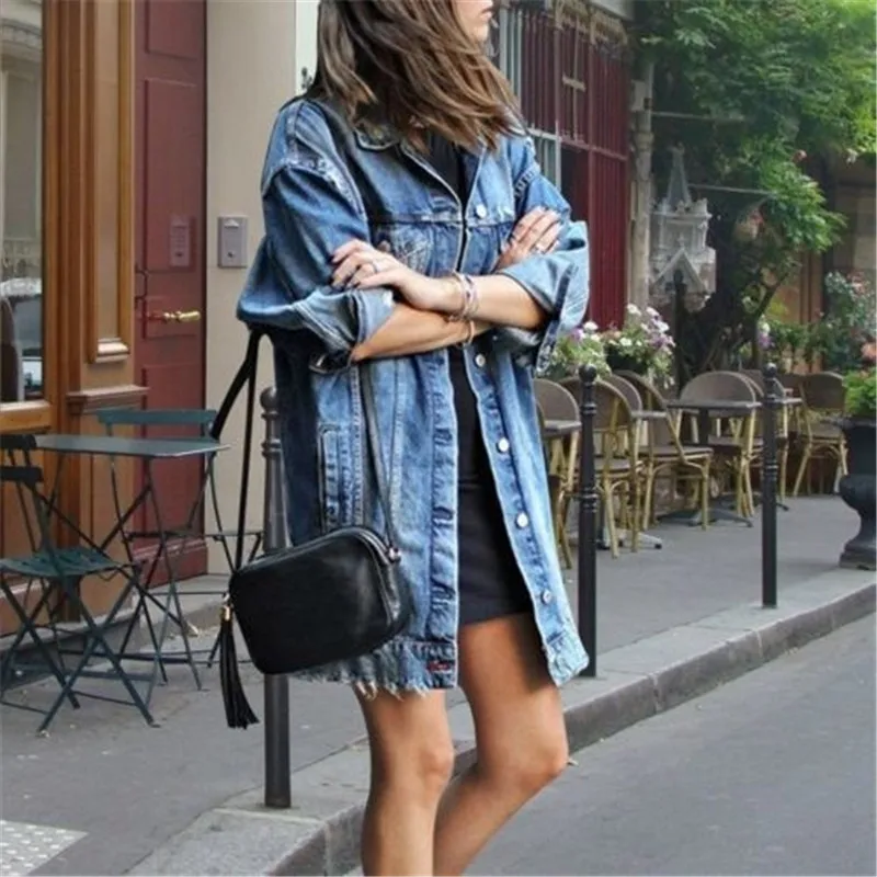 

Fashion Women Denim Jacket Long Sleeve Coat Button Shirt Jeans Casual Loose Overcoat Outwear for Ladies jackets Slim Solid Jack