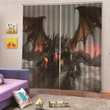 

Modern Stitching Bat Curtains For Living Room Luxury Colorblock curtains For Bedroom Window Ready Made Kids Drapes Fabric M12