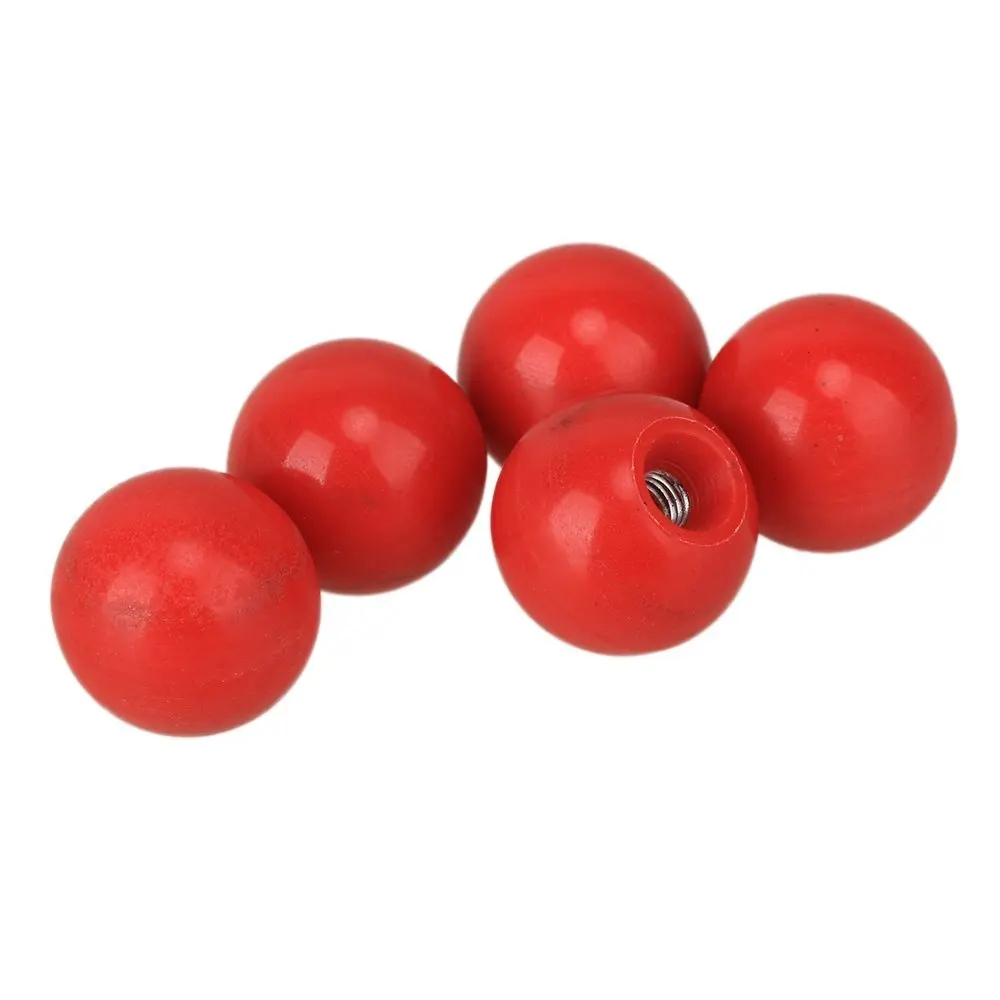 Red Plastic Diameter M5 Round 20mm Ball Solid Lever Knobs 5pcs for Lathe Machine 